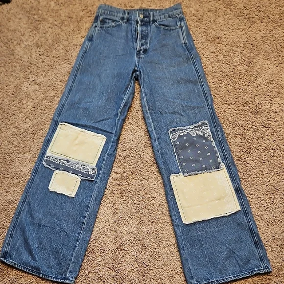 Pacsun Eco Bandana Patch High Waisted Baggy Jeans - Picture 7 of 10